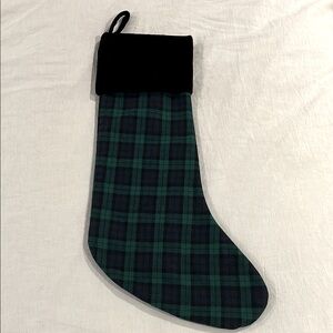 RALPH LAUREN Navy Green BLACK WATCH PLAID & Velvet Cuff 21” Christmas Stocking